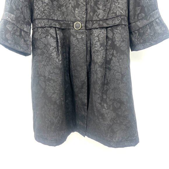 Lu Luvia Black Embellished Jacquard Half Sleeve Button Front Jacket Women Large - Picture 3 of 6